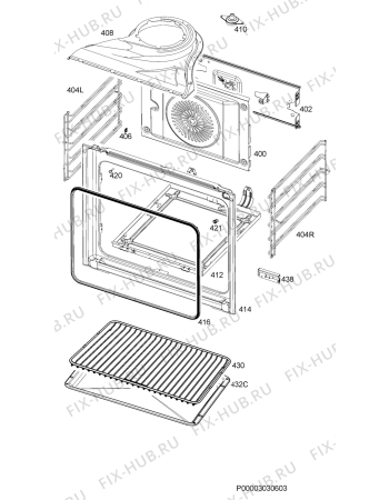 Взрыв-схема плиты (духовки) Aeg Electrolux EE3000021W - Схема узла Oven